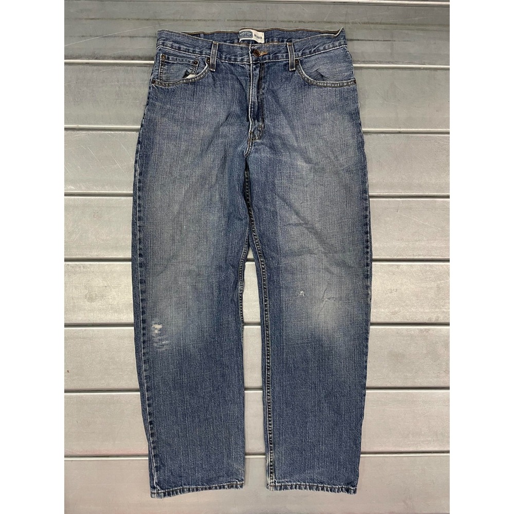 Signature Levis Jeans Mens 34X32 Blue Medium Wash Denim Relaxed Straight Leg